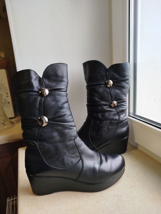 Сапоги шкіряні зимові, 38 розмір, хутро овчина, сапожки, чоботи, шкіра