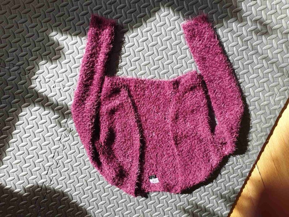 Sweterek wlochaty ala bolerko - wrzosowy