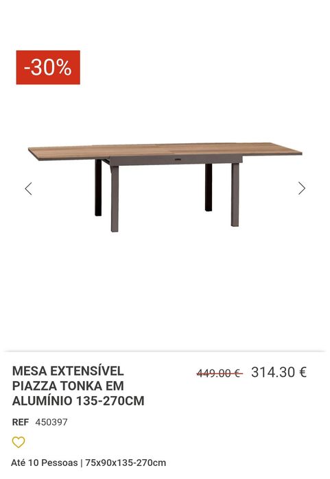 Mesa de jardim extensível em alumínio