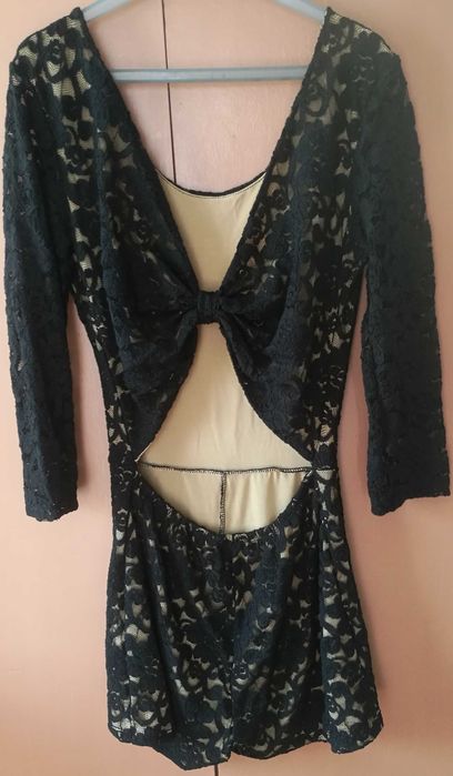 Kombinezon krótki koronkowy czarny