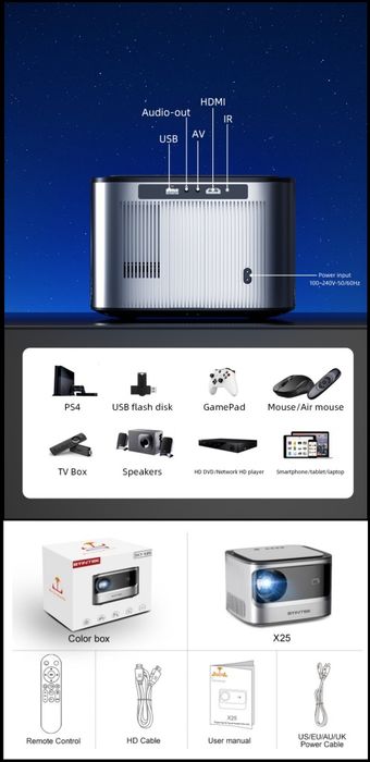 Проектор BYINTEK X25 4k smart телевизор экран смарт тв ps4/5 xbox swit