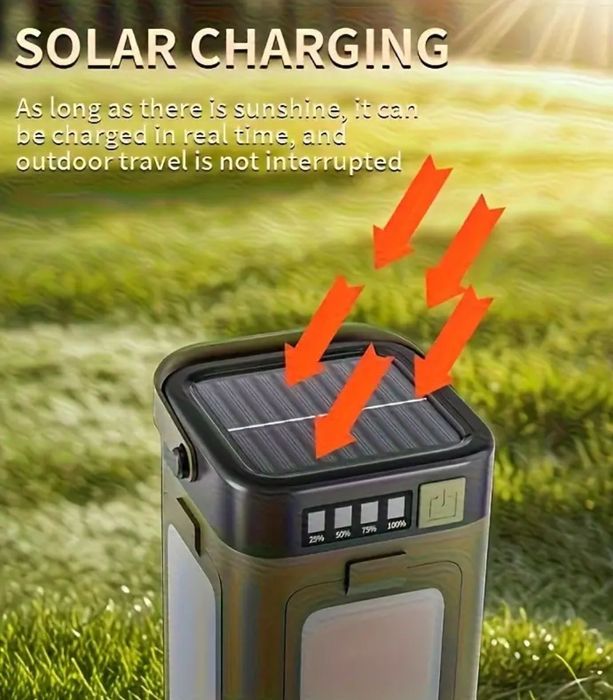 Кемпінгова LED лампа з сонячною панеллю та павербанком, фонарь, ліхтар