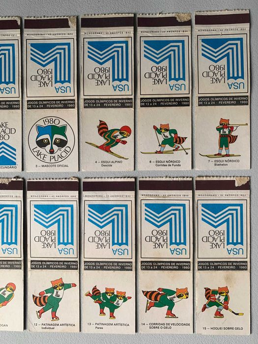 12 Carteiras de Fósforos Antigas - Jogos Olímpicos de Inverno 1980