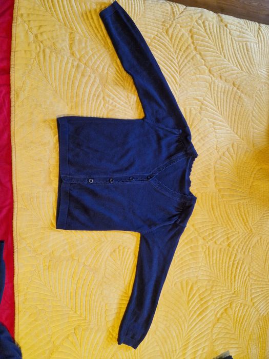 Elegancki rozpinany sweter 116 granatowy do szkoły f&f