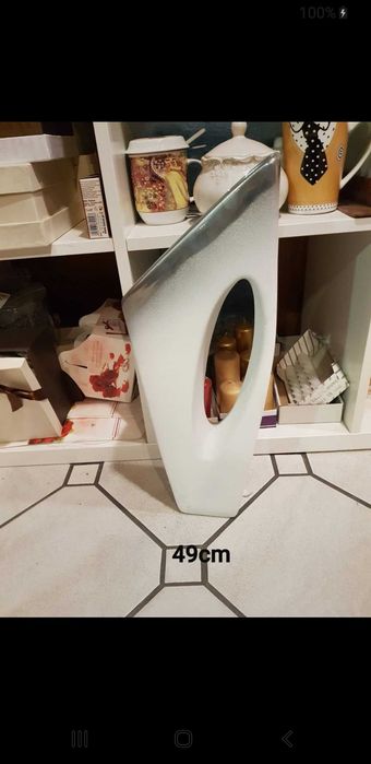 Nowy bialo srebrny wazon 49cm
