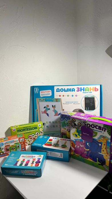 Лот розвиваючих іграшок для дітей 2–5 років | Montessori, пірамідки, і