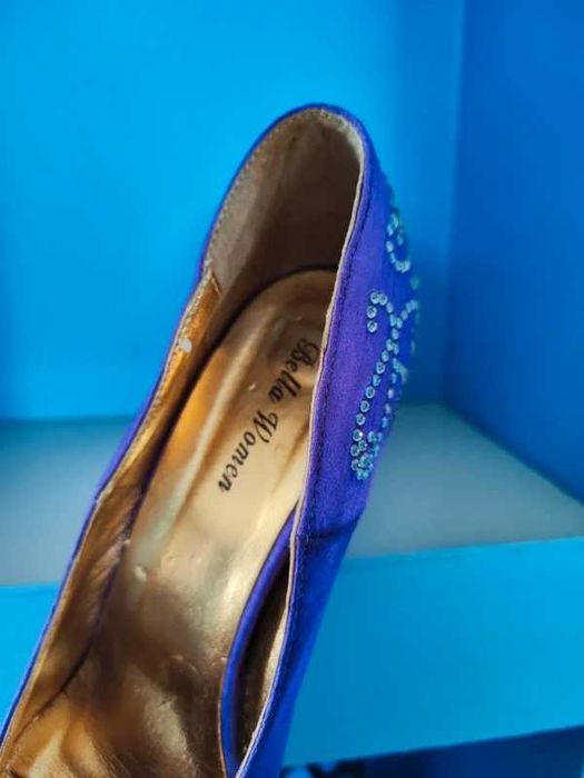 Fioletowe buty szpilki na obcasie diamenciki 39
