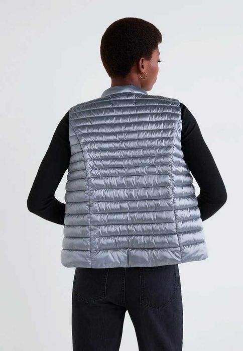 MANGO Nowy bezrękawnik srebrny S