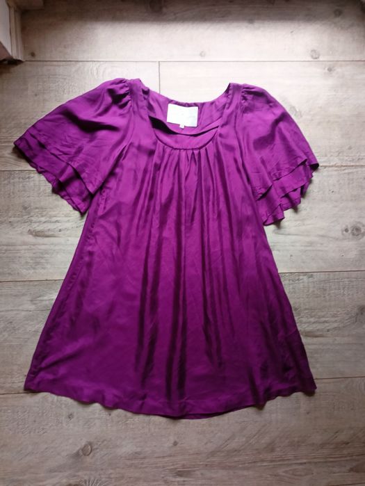 Sukienka jedwab 100% marki designers remix, kolor mocny fiolet, s m
