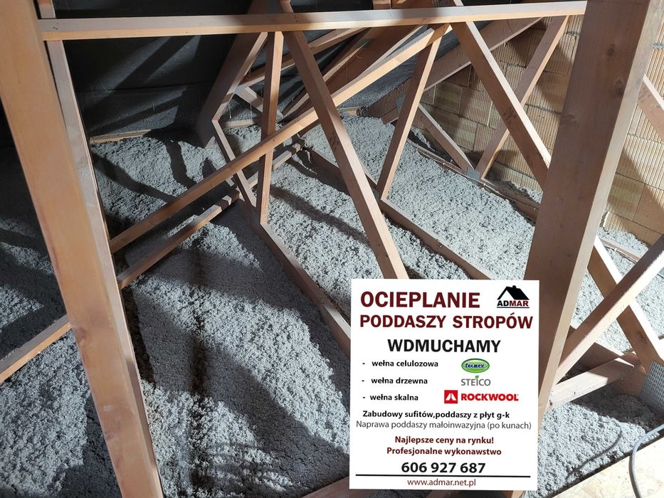 Ocieplenia wełną Knauf Supafil celulozą Termex wdmuchiwanie izolacje