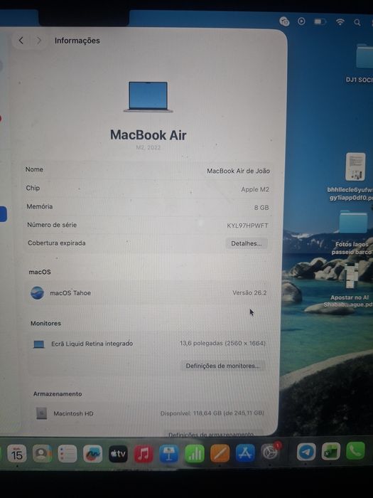 Macbook Air M2 2022 8gb ram 256gb rom