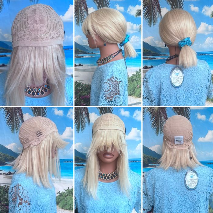 Натуральный парик с чёлкой шёлк кожа славянка детский волос блонд люкс