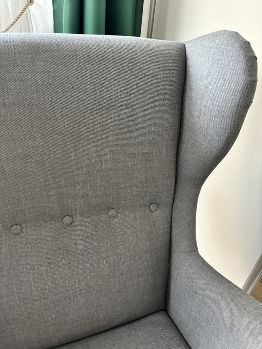 IKEA STRANDMON Fotel uszak Nordvalla ciemnoszary – stan idealny