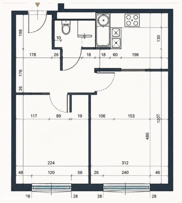 2 pokoje, 36,62 m² do remontu – Kraków, os. Na Kozłówce