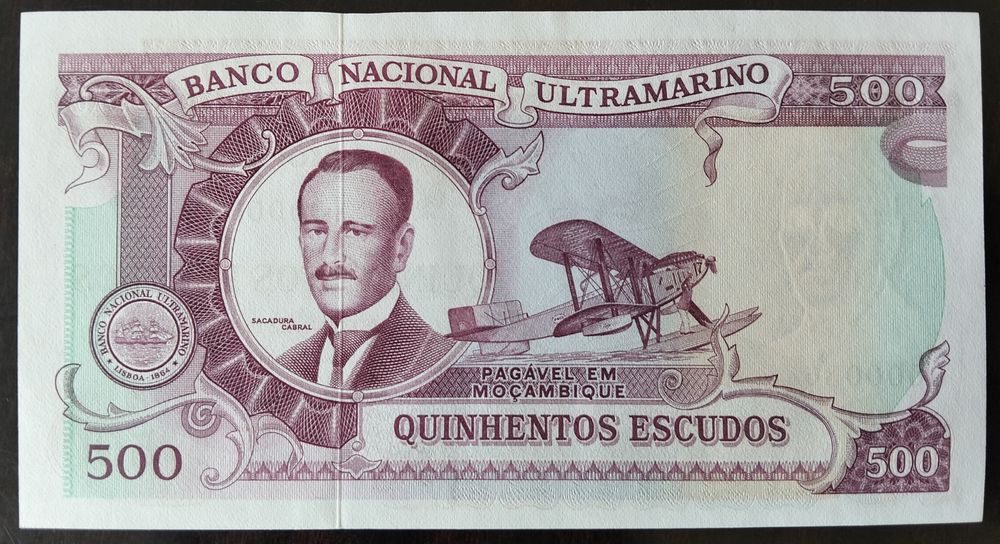 Nota 500$ 1972 Moçambique Nova C/ Numeração Muitíssimo Baixa Raríssima