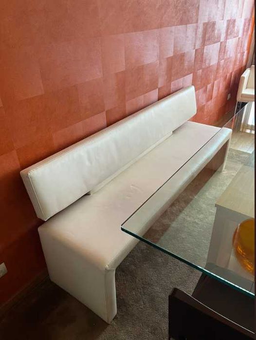 Mesa Jantar Vidro 200cm 6/8 Lugares + 4 Cadeiras e Banco