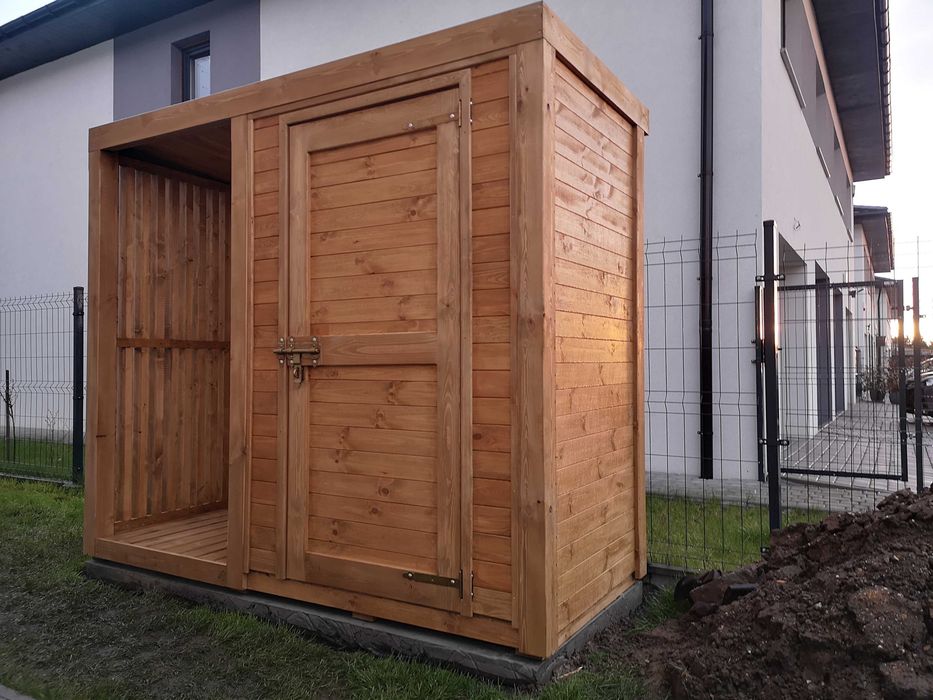 Drewutnia z domkiem narzędziowym 2,5 x 1,1m, domek ogrodowy