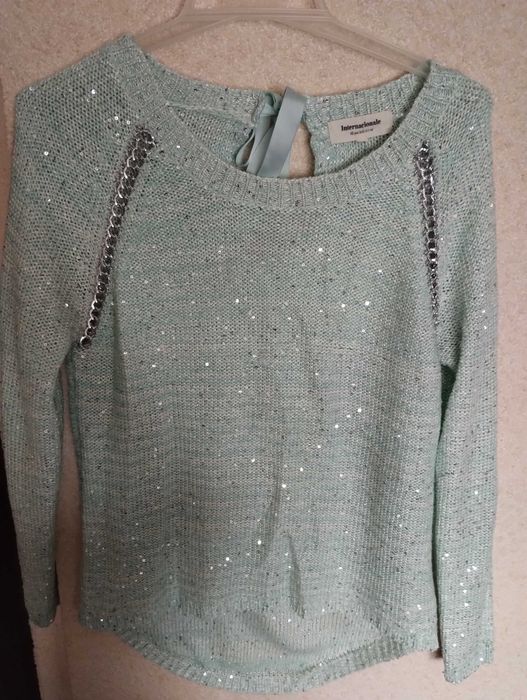 Bluzka zielona srebrna nitką m 38