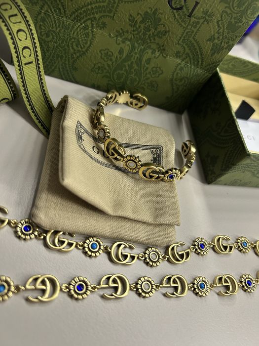Piekny choker naszyjnik Gucci kwiatki bransoletka
