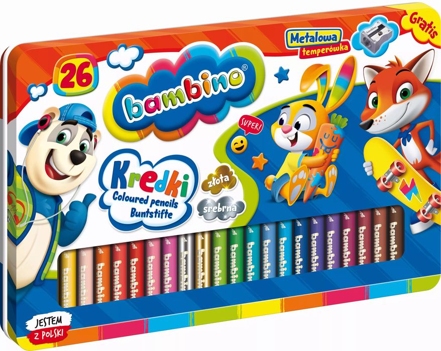 St. Majewski, kredki ołówkowe, Bambino, drewniane, 26 kolorów. St. Majewski. Nowy Produkt