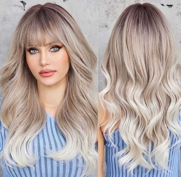 Peruka z grzywką blond