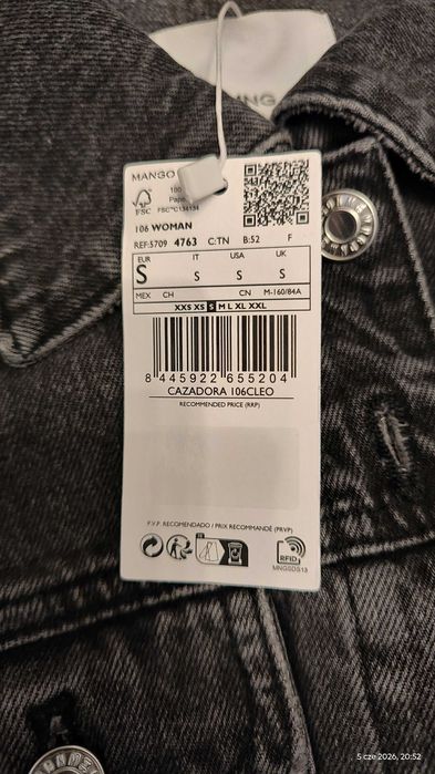 Damska czarna kurtka katana jeansowa Mango S
