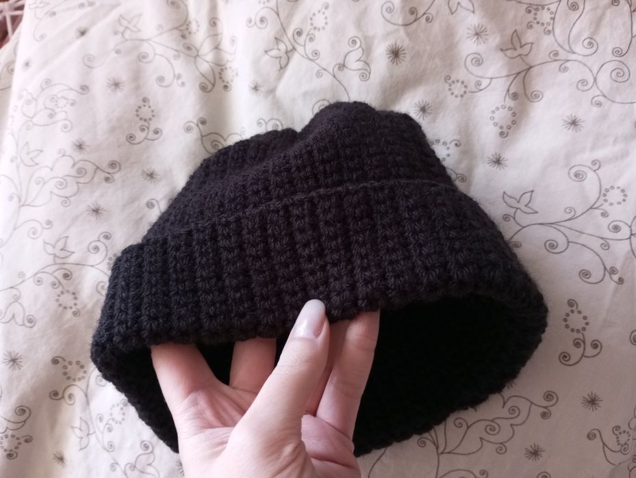 Czapka jesień zima prążki handmade na szydełku