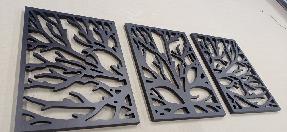 Piękny obraz ażurowy 3-częściowy ze sklejki.