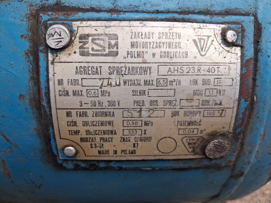 Kompresor 40L 400V -  Agregat sprężarkowy POLMO AHS 23 R 40 T