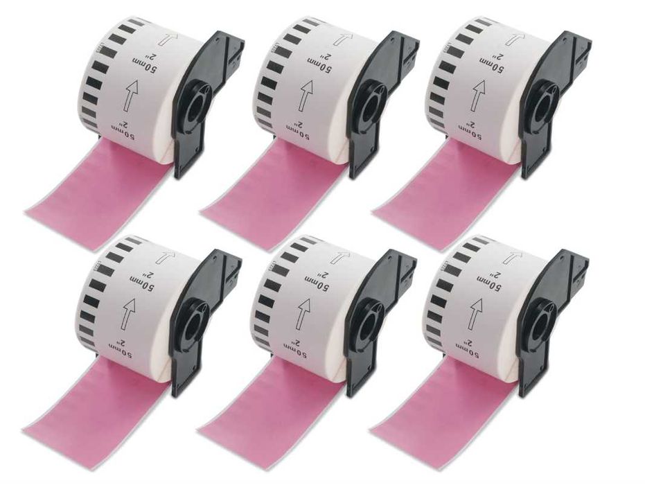 BETCKEY etykiety do Brother QL 50mm x 30,48 m ciągłe różowe 6 sz