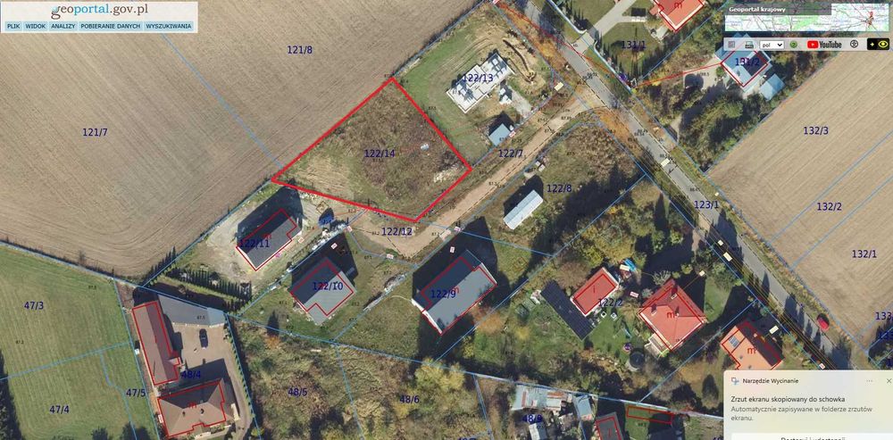 Działka budowlana Kotomierz gm. Dobrcz 1036 m2