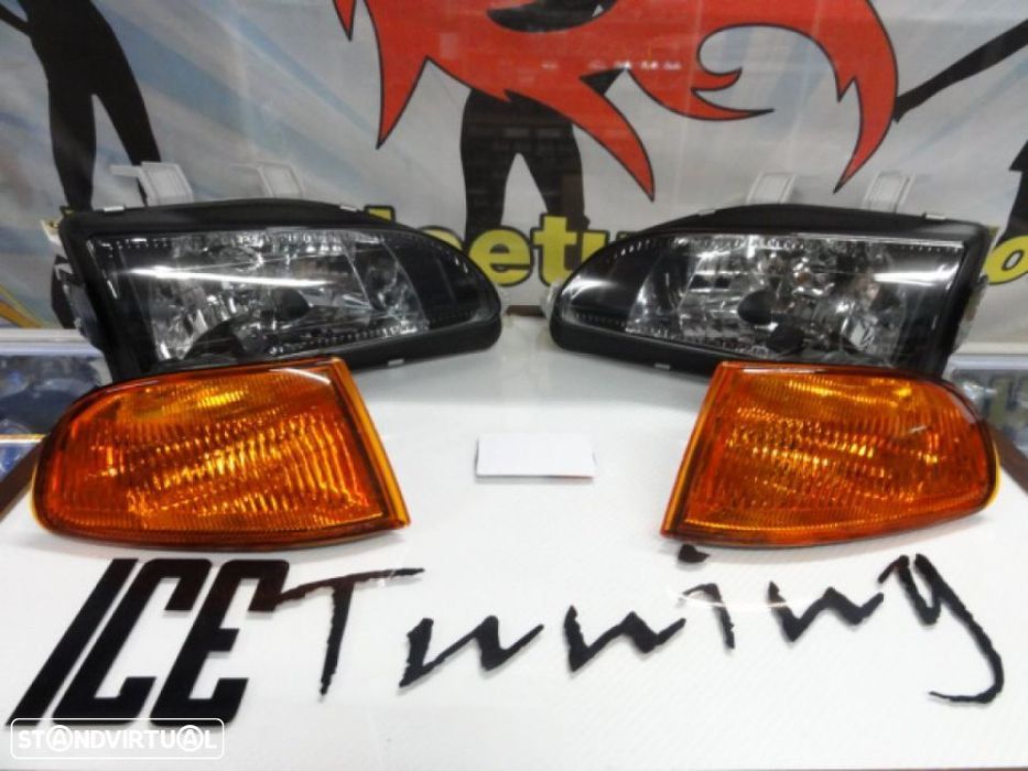 Farois frontais com luz branca 5000k Honda civic 92-95 JDM + piscas frontais JDM 2, 3 portas EG3, EG4, EG5, EG6, EJ1, EJ2