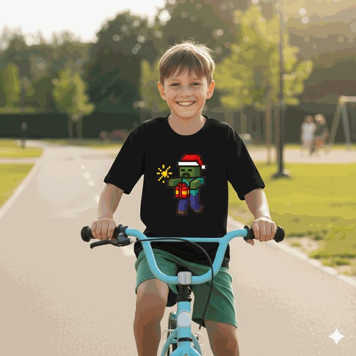 Koszulka dziecięca czarna – Świąteczne minecraft prezent święta 128
