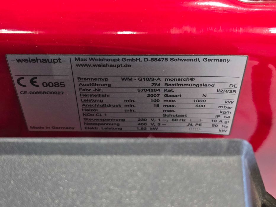 Palnik gazowy Weishaupt WM-G 10/3 A ZM moc 100kW-1000kW modulowany