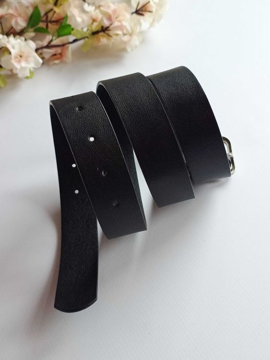 Czarny pasek do spodni sukienki damski skóra ekologiczna