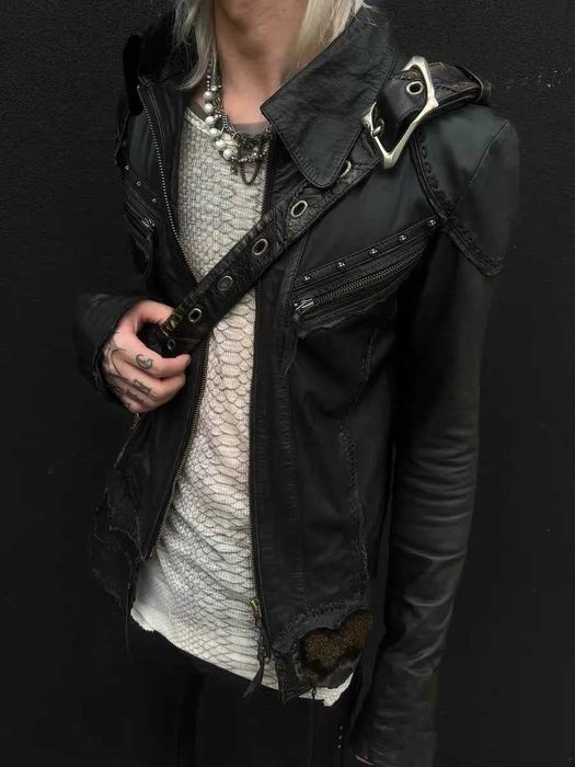 python printed longsleeve numbernine, LGB, archive, opium, distressed