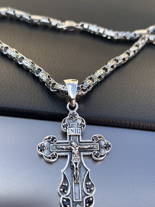 Срібний ланцюг Барака з камінням