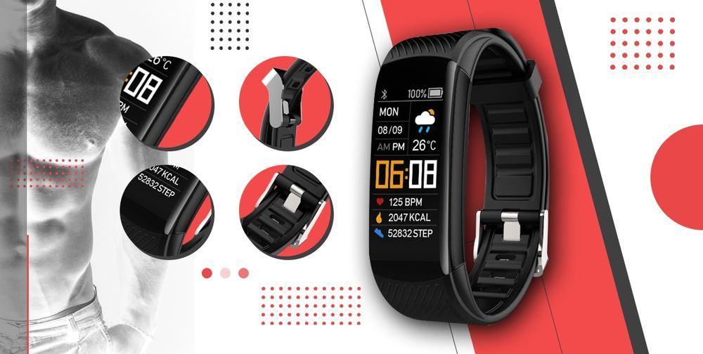 Smartwatch GIEWONT Czarno Czerwony 2 Paski GW200-1