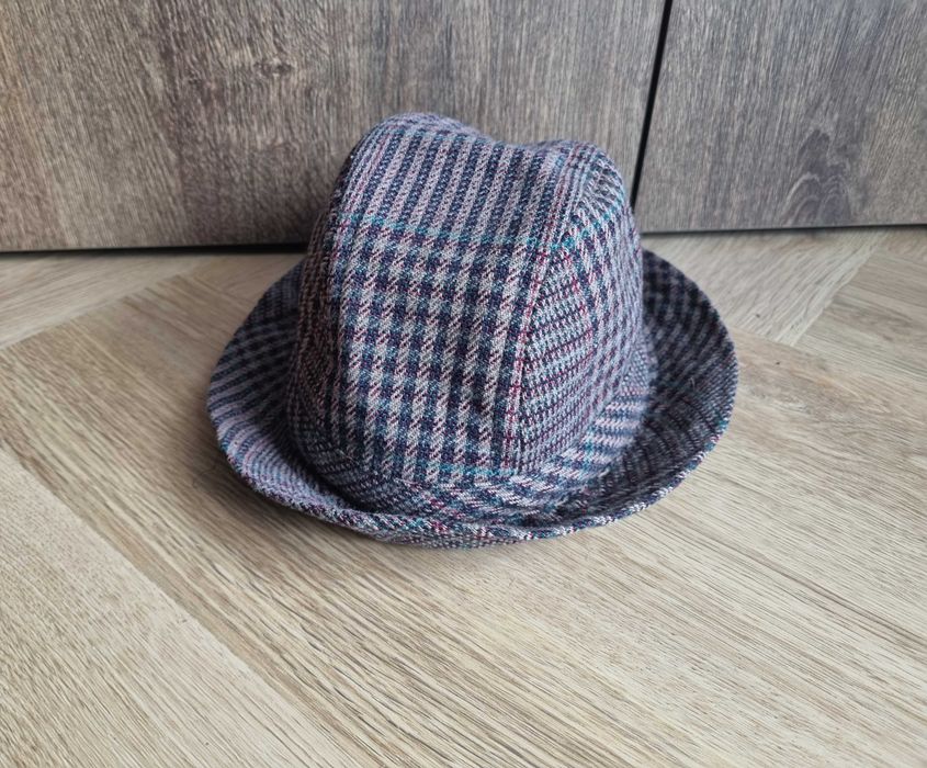 Kapelusz wełna 100% trilby kapelusz wełniany  w kratkę