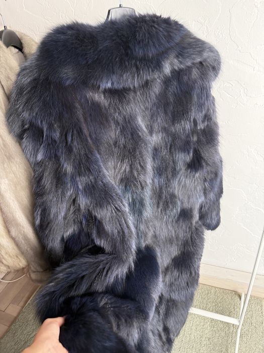 Натуральна вінтажна шуба з песця синього кольору