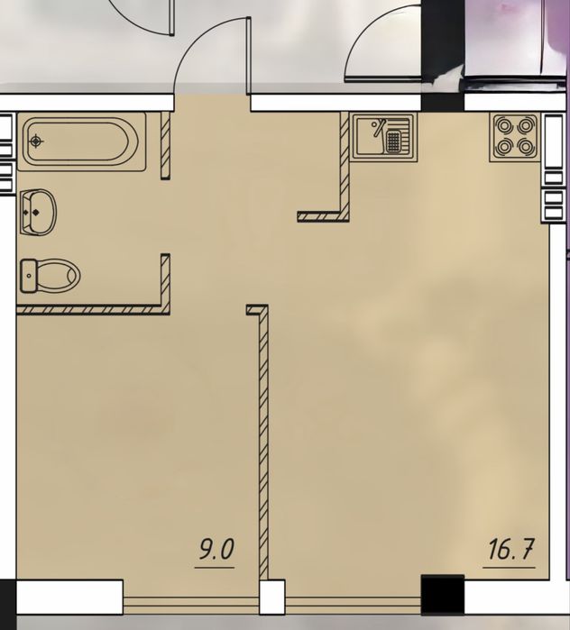 1-комнатная квартира по адресу (площадь 34 м²) - Atlanta.ua - фото 13