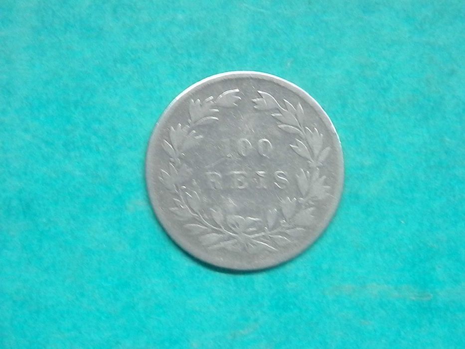 968 - Pedro V: 100 réis 1857 prata(escassa), por 53,00