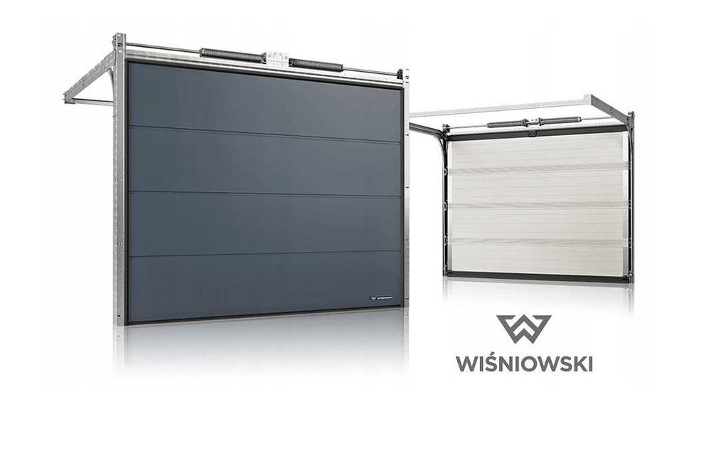 Brama garażowa segmentowa Wiśniowski UniPro o wymiarach 2500mm x 2250mm - panel gładki, bez przetłoczeń. Kolor RAL 7016