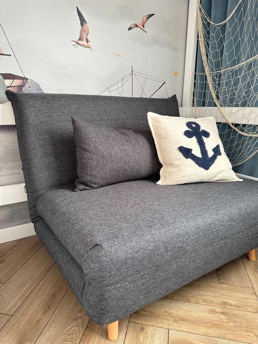 Sofa rozkladana jednoosobowa ciemnoszara SETTEN