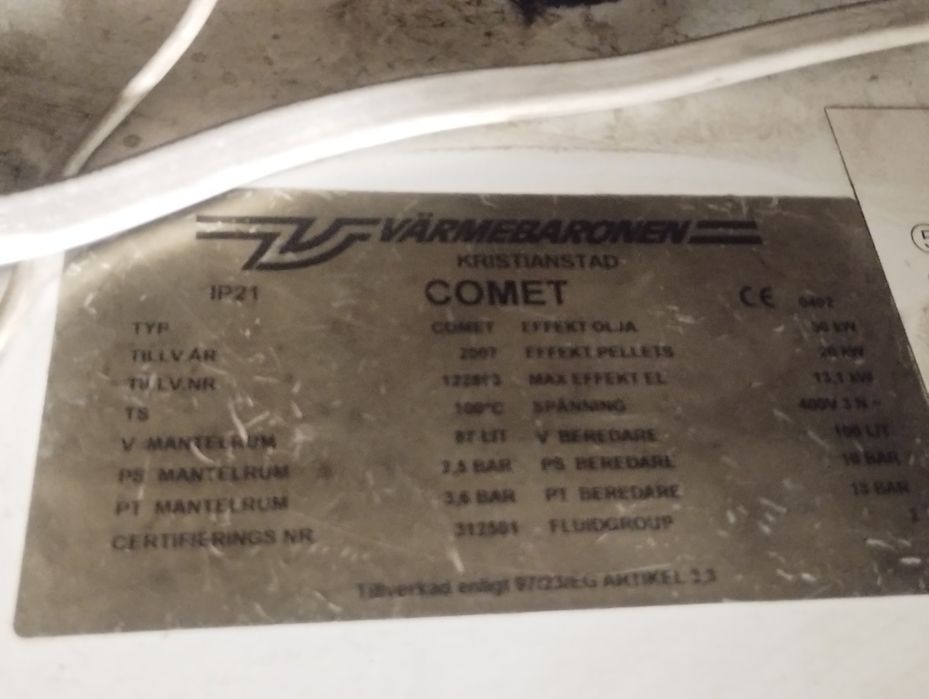 Kocioł na pellet Comet.
