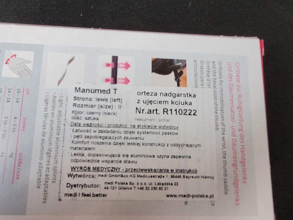 Orteza nadgarstka Medi Manumed T