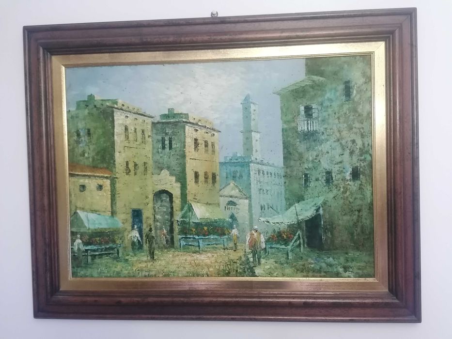 Quadro a óleo pintado à mão pelo pintor italiano D. Fini e certificado