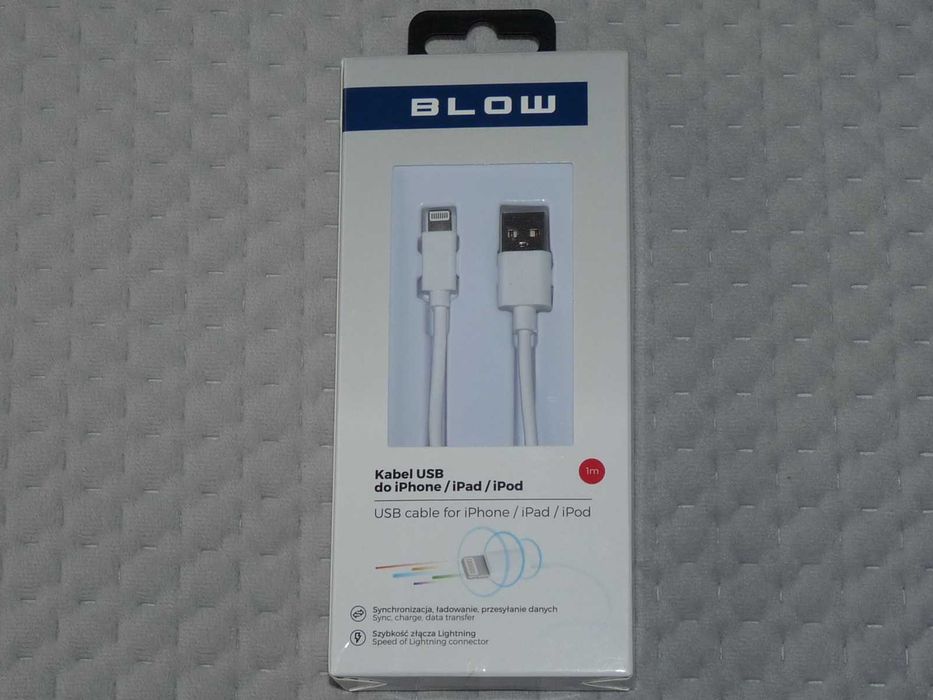 Kabel USB Lightning do iPhone iPad iPod dł 1 m biały Blow