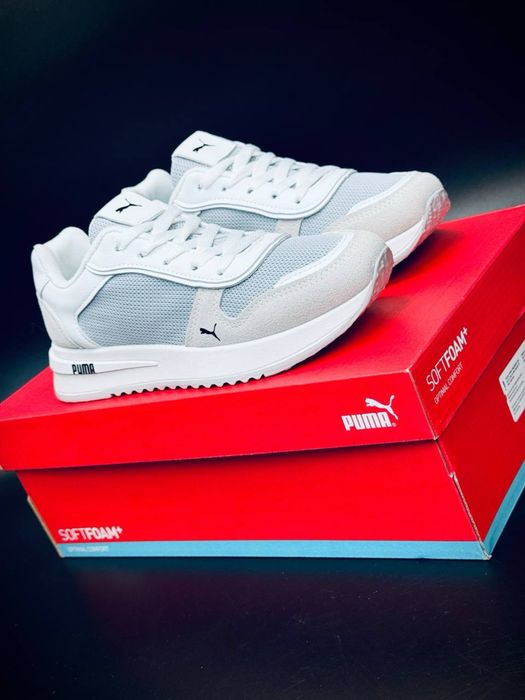 Кросівки з перфорацією пума • puma SoftFoam • шкіряні кожані кросовки • пума жіночі білі • підошва SpEVA • ідеальні на літо