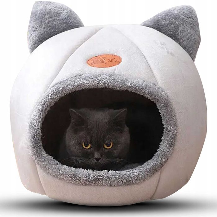 Domek dla kota budka legowisko pluszowe zima miękkie posłanie poduszka